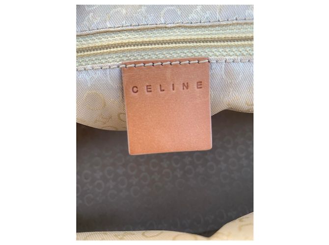 Borsa bowling Céline logo beige in scamosciato e pelle - vista 5