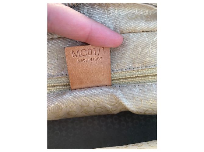 Borsa bowling Céline logo beige in scamosciato e pelle - vista 6