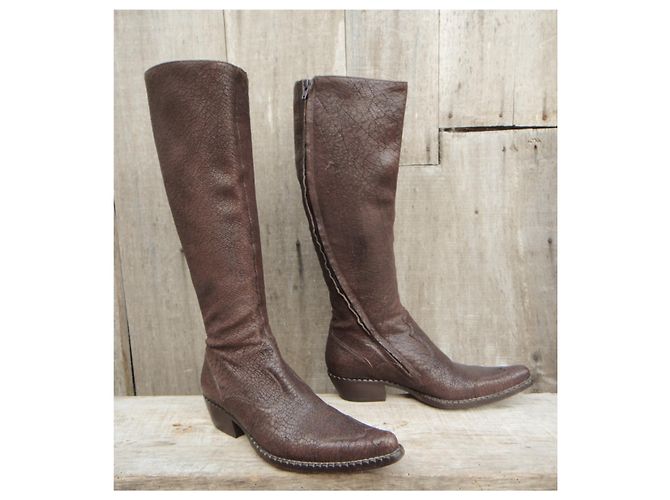 Botas estilo cowboy Free Lance de piel marrón oscuro - vista 2