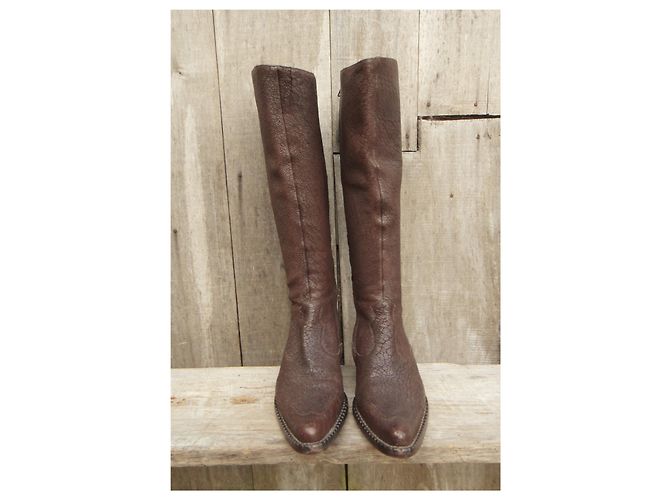 Botas estilo cowboy Free Lance de piel marrón oscuro - vista 3
