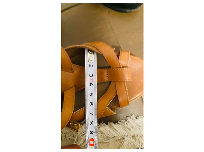 Sandali Hermès in pelle color caramello 38 - vista 11