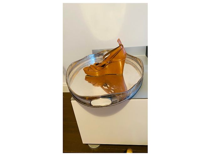 Sandali Hermès in pelle color caramello 38 - vista 3