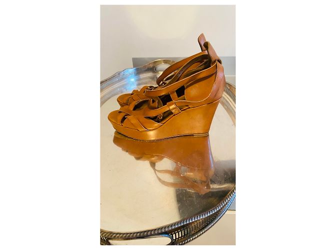 Sandali Hermès in pelle color caramello 38 - vista 6