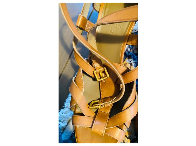 Sandali Hermès in pelle color caramello 38 - vista 9