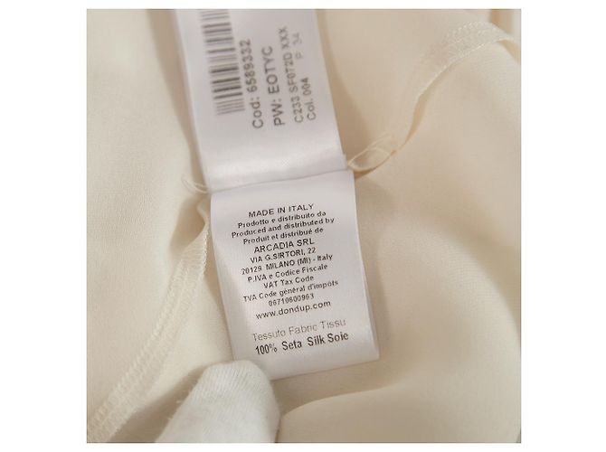 Dondup Off White Ecru 100% Camicetta lunga in seta con taglia sciarpa 42 Beige - vista 4
