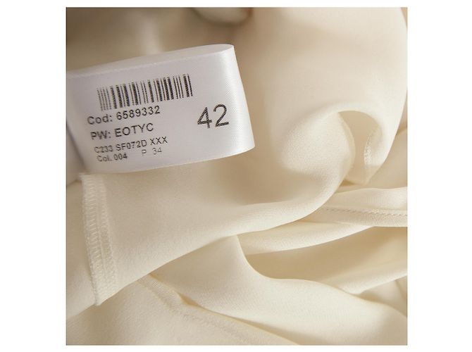Dondup Off White Ecru 100% Camicetta lunga in seta con taglia sciarpa 42 Beige - vista 5
