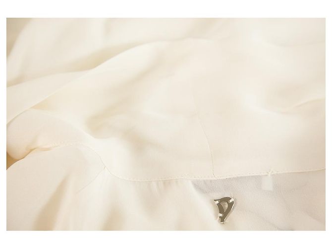Dondup Off White Ecru 100% Camicetta lunga in seta con taglia sciarpa 42 Beige - vista 6