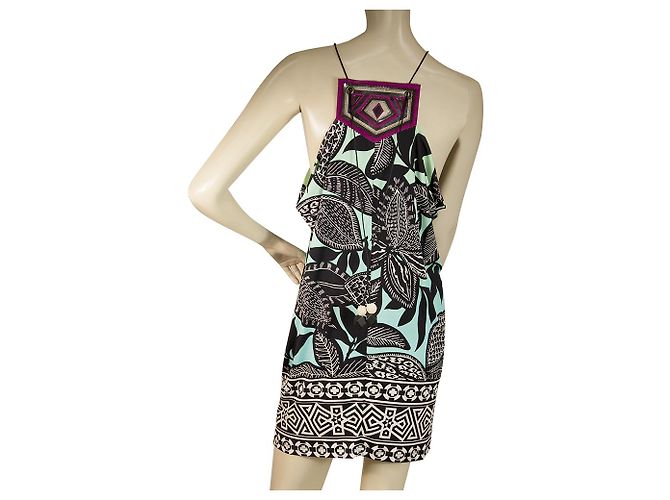 Matthew Williamson Mini vestido de verano sin mangas con estampado étnico de seda sin mangas 8 Multicolor - vista 2