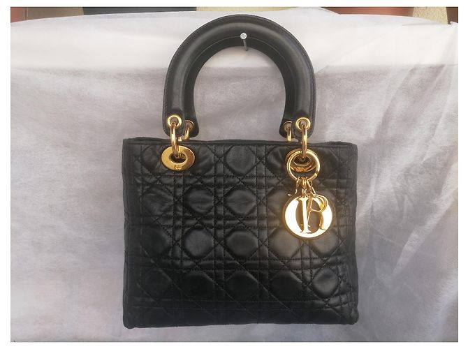 Dior Lady Dior Lammleder Handtasche Schwarz - Ansicht 2
