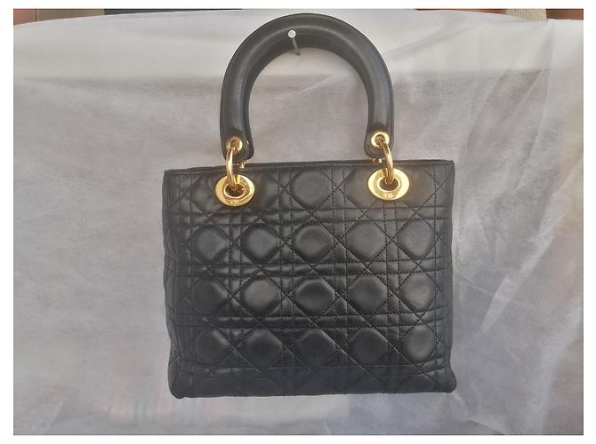 Dior Lady Dior Lammleder Handtasche Schwarz - Ansicht 3