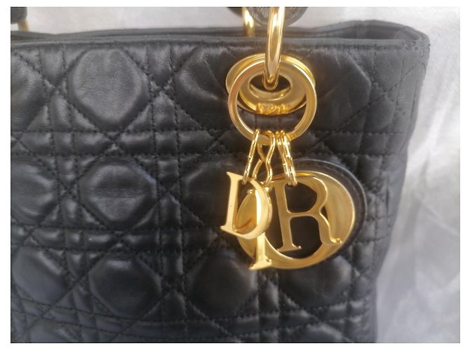 Dior Lady Dior Lammleder Handtasche Schwarz - Ansicht 5