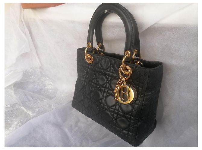 Dior Lady Dior Lammleder Handtasche Schwarz - Ansicht 6