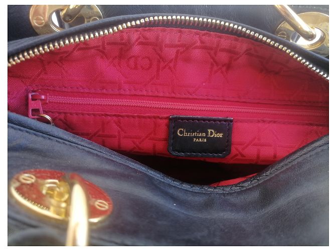 Dior Lady Dior Lammleder Handtasche Schwarz - Ansicht 9
