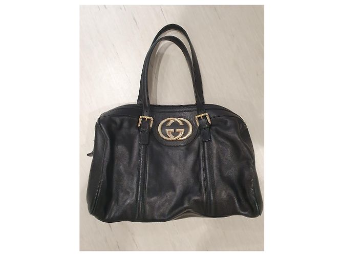 Borsa Gucci Britt Boston in pelle nera Nero - vista 6