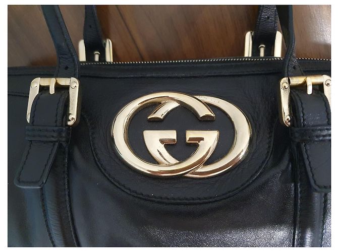 Borsa Gucci Britt Boston in pelle nera Nero - vista 7