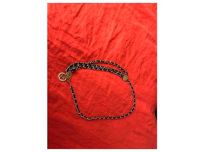 Chanel geflochtener Ledergürtel Schwarz Gold CC Charms - Ansicht 4