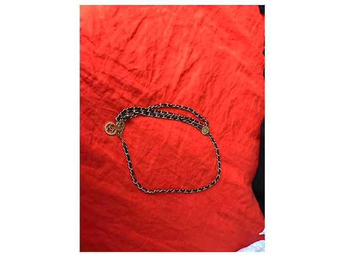 Chanel geflochtener Ledergürtel Schwarz Gold CC Charms - Ansicht 5