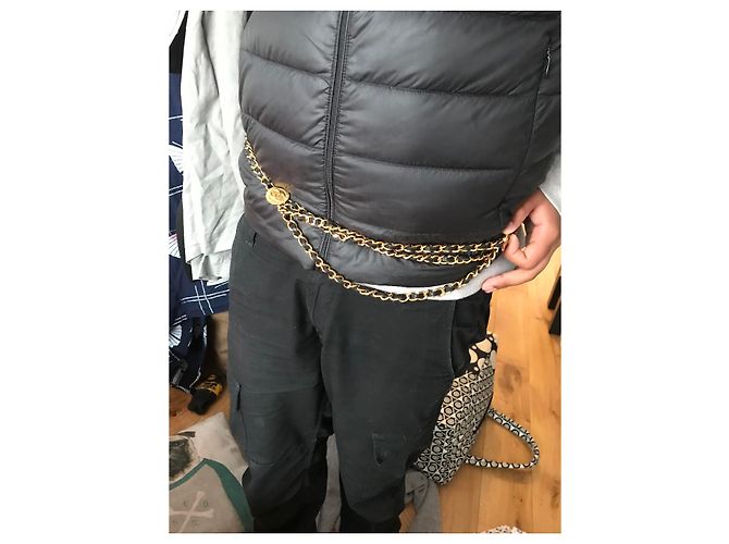Chanel geflochtener Ledergürtel Schwarz Gold CC Charms - Ansicht 6
