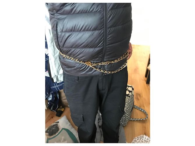 Chanel geflochtener Ledergürtel Schwarz Gold CC Charms - Ansicht 7