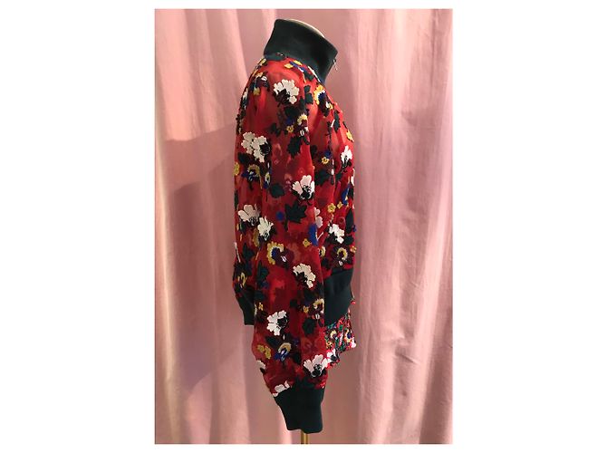 Sacai Jacke Rot mit Blumenstickerei - Ansicht 3