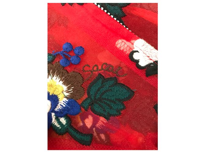 Sacai Jacke Rot mit Blumenstickerei - Ansicht 5