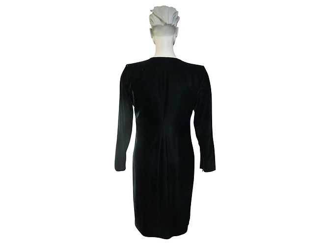 Yves Saint Laurent Kleid aus schwarzem Viskose-Samt - Ansicht 2