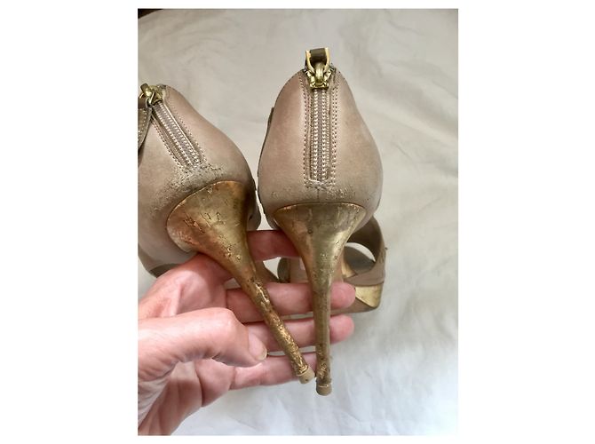 Dior Peeptoes con ritagli D'oro Taupe - vista 5