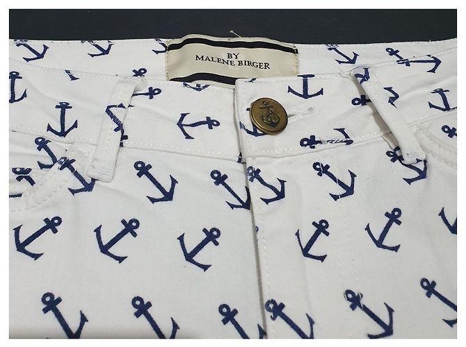 Vaqueros By Malene Birger Zanobi Estampado Anclas Azul Blanco - vista 3