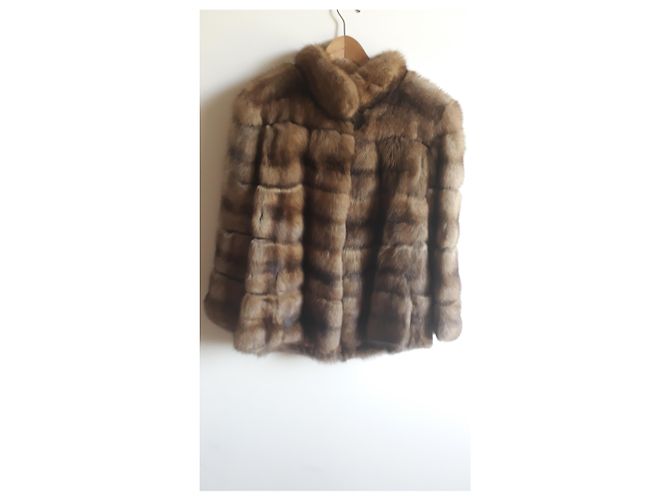 Autre Marque Abrigo de piel de marta marrón Castaño - vista 5