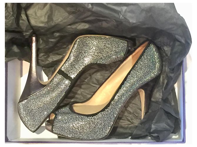 Valentino Garavani Valentino Sparkle Peeptoes Nero Argento - vista 7