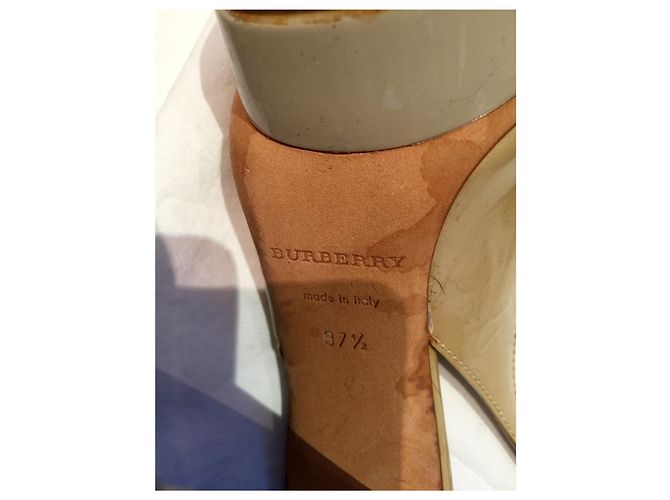 Peeptoes in vernice con slingback, BURBERRY Beige Grigio - vista 4