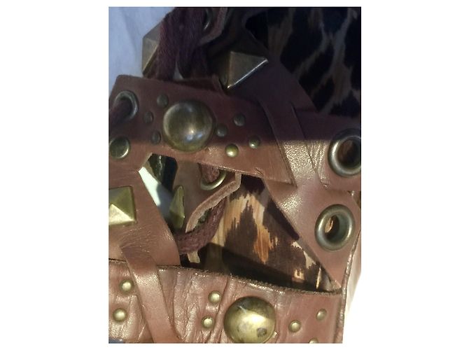 Dolce & Gabbana D&G Gladiator studded sandals with wedge Brown - view 6