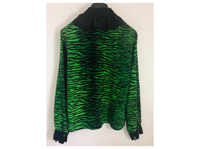 Camicetta Kenzo x HM in seta verde e nera Nero - vista 3