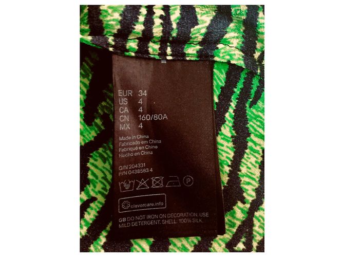 Camicetta Kenzo x HM in seta verde e nera Nero - vista 5