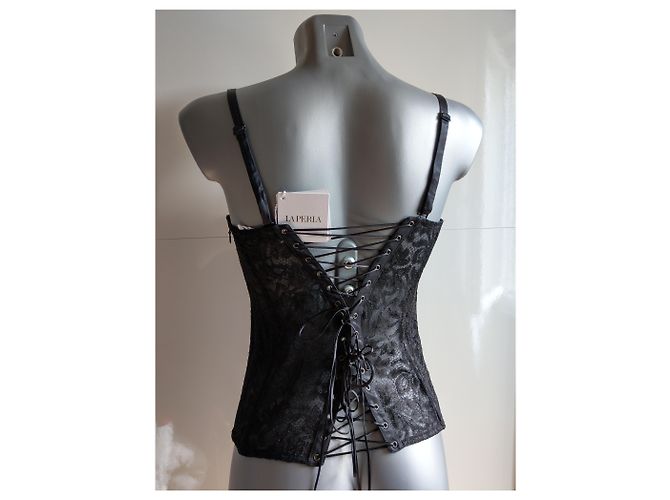 La Perla Corset Bustier Preto em Renda e Cetim - vista 4