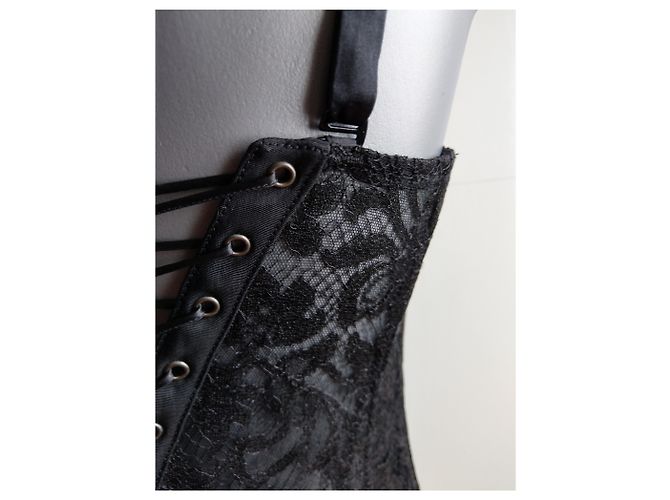 La Perla Corset Bustier Preto em Renda e Cetim - vista 7