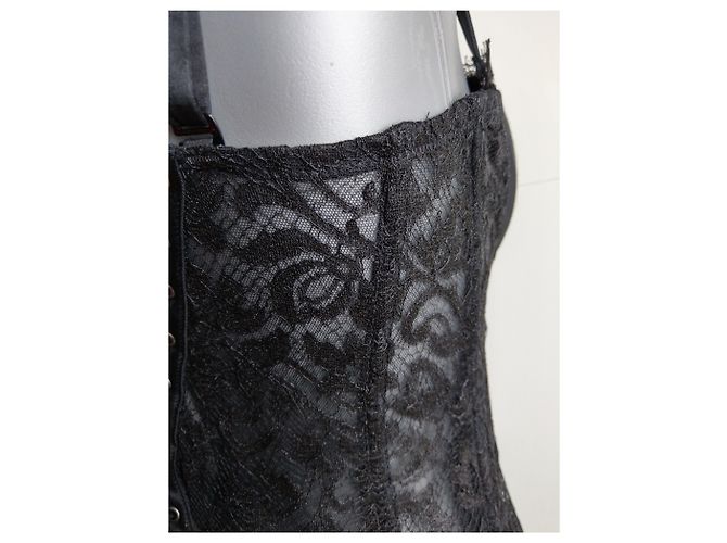 La Perla Corset Bustier Preto em Renda e Cetim - vista 8