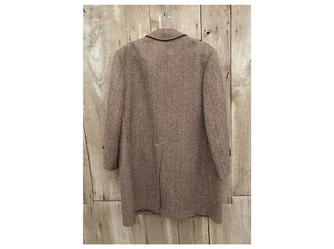 Autre Marque Mavest Brown Wool Chevron Tweed Coat - view 2