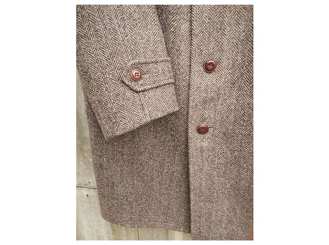 Autre Marque Mavest Brown Wool Chevron Tweed Coat - view 6
