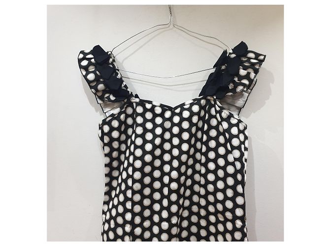 Autre Marque Vestido Almatrichi de algodón con lunares Negro Blanco - vista 9