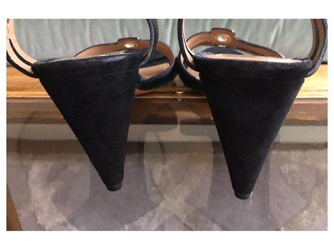 Sonia Rykiel Sandali con cinturino in pelle e camoscio Nero Blu scuro - vista 11