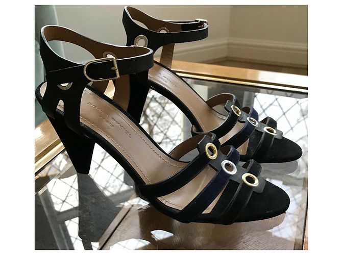 Sonia Rykiel Sandali con cinturino in pelle e camoscio Nero Blu scuro - vista 6