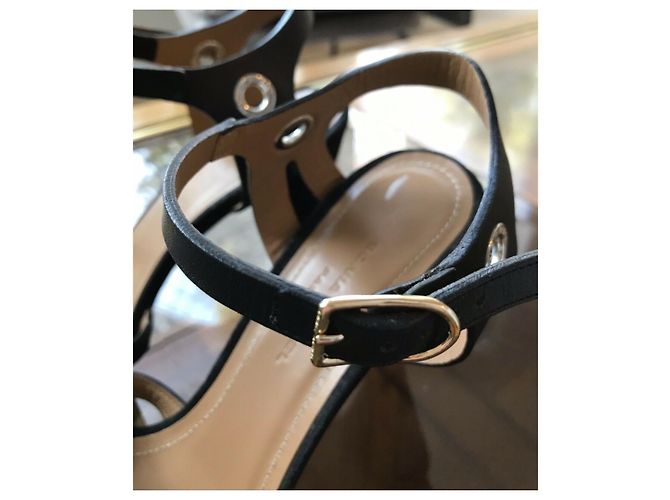 Sonia Rykiel Sandali con cinturino in pelle e camoscio Nero Blu scuro - vista 9