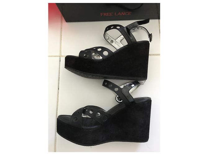 Sandali con plateau Free Lance in pelle nera Nero - vista 4