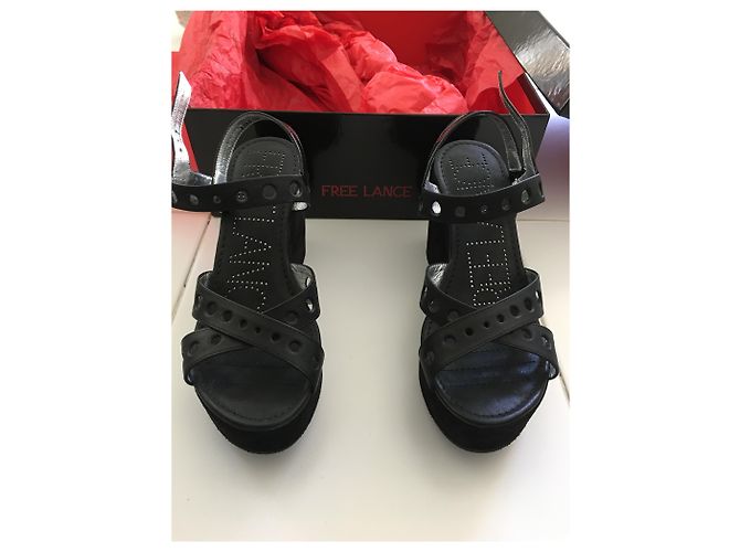 Sandali con plateau Free Lance in pelle nera Nero - vista 8