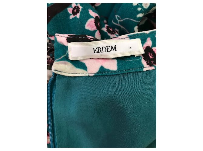 Vestido Erdem Turquesa con Motivos Florales de Algodón - vista 4
