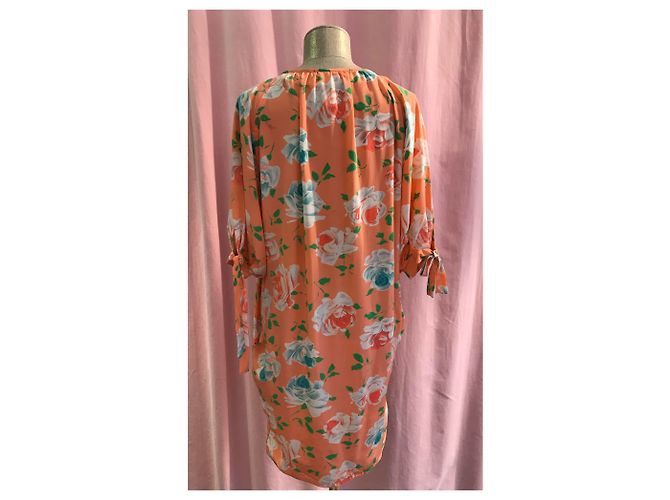 Emanuel Ungaro Seidenkleid mit Blumenmuster Orange - Ansicht 2