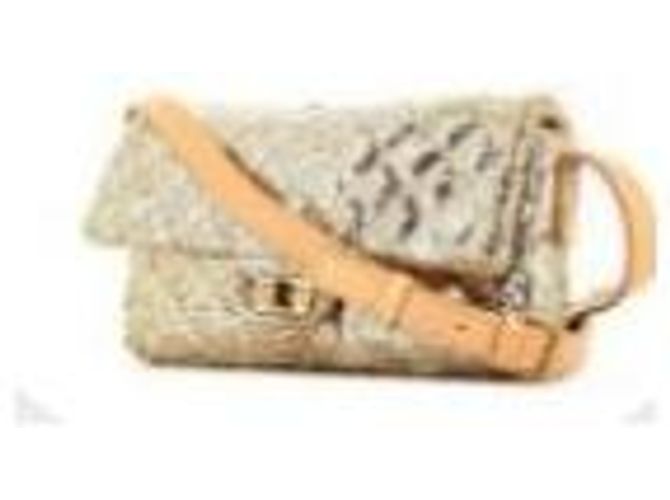 Borsa Chanel 2.55 in Pelle e Tela Beige con Paillettes Oro D'oro - vista 3