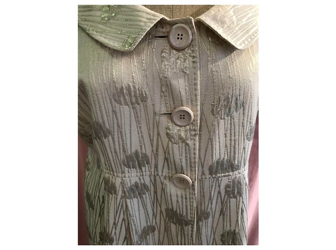 Vestido Moschino de algodão com flores de plástico cor creme Fora de branco - vista 5