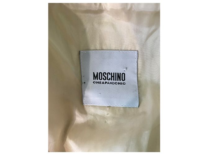 Vestido Moschino de algodão com flores de plástico cor creme Fora de branco - vista 6